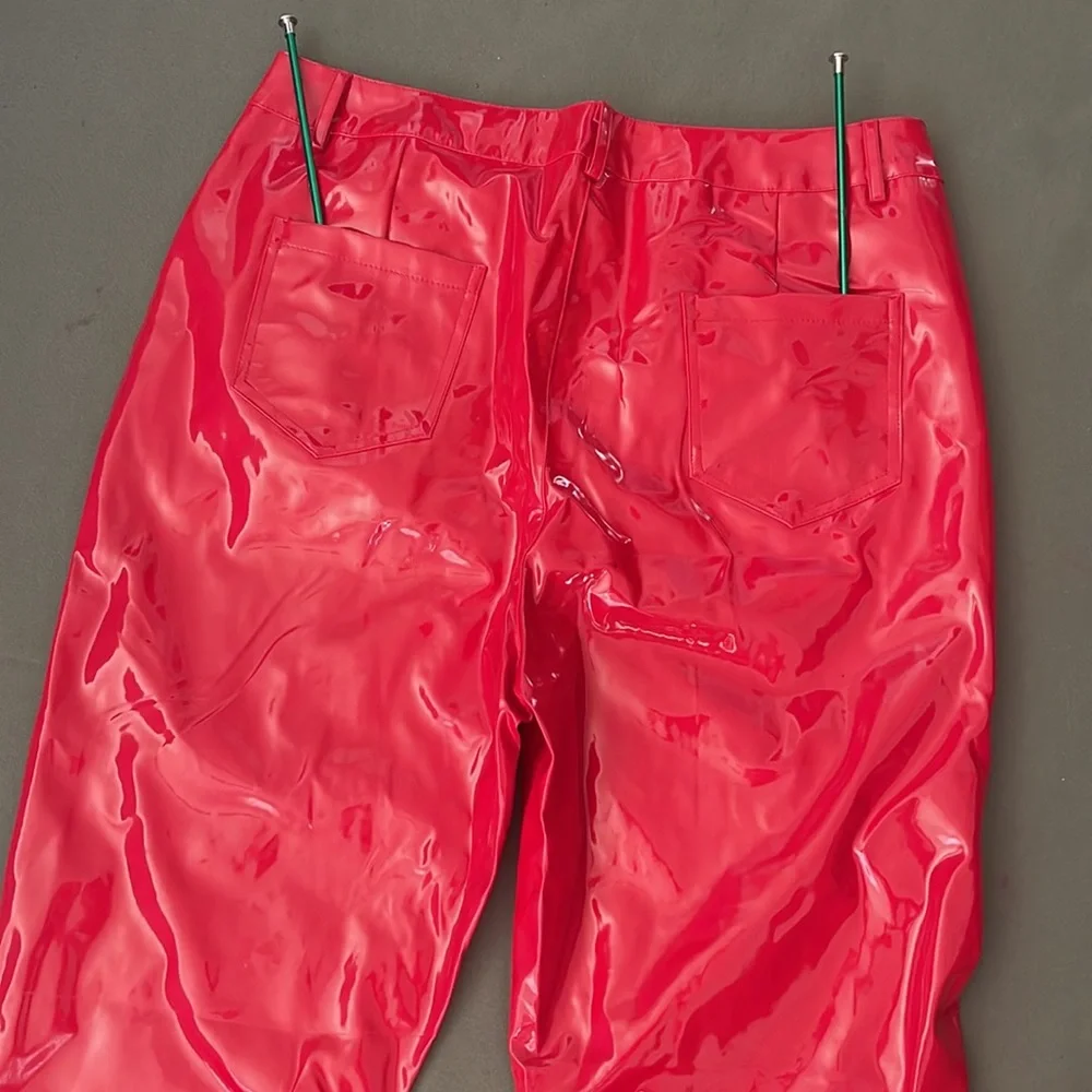 PRETTY little THING  metalic red color Hi-RISE  Size 14” Womens pants - Picture 6 of 15